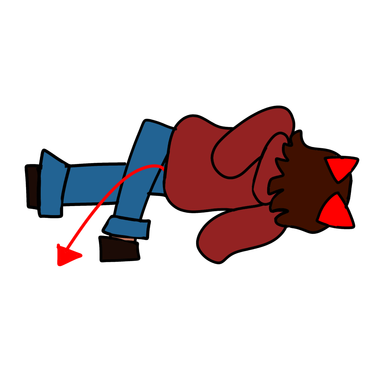 Red demon doing family guy death pose